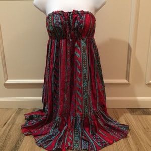 HERITAGE 1981 Tie Keyhole Aztec 100% Cotton Dress